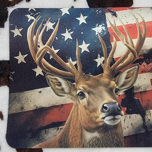 Deer American Flag Computer Mouse Pad - Picture 4 of 5